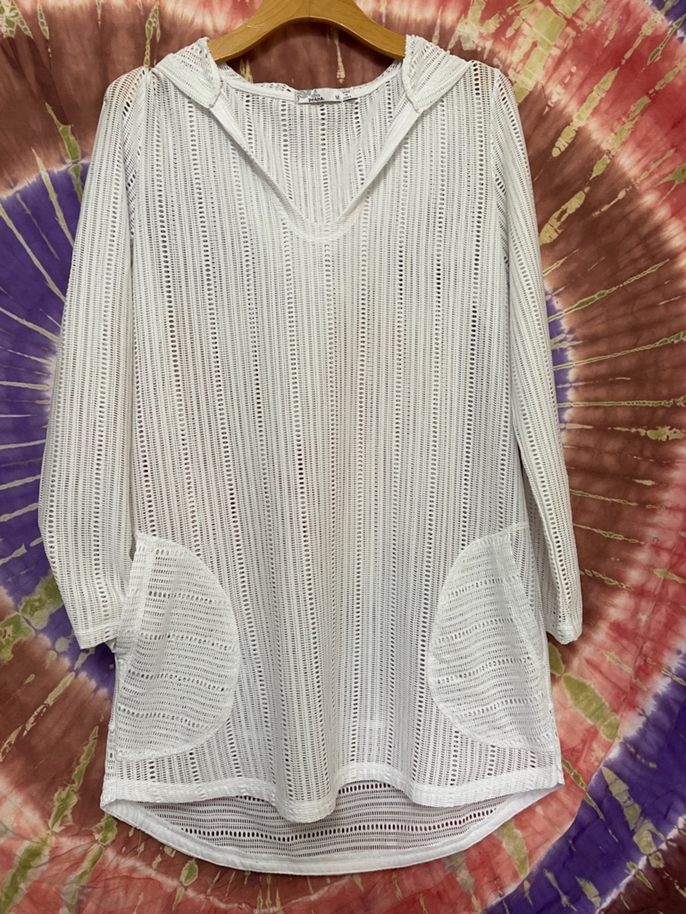 Prana White Lightweight Crochet Hooded Swim Cover-Up - Picture 7 of 8